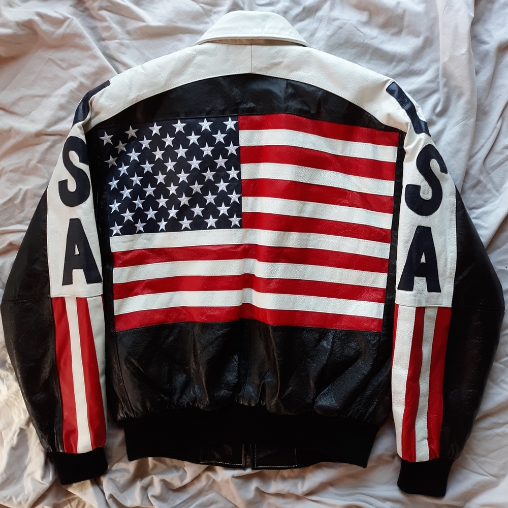 Michael Hoban USA Flag Bomber Jacket - Red, White, Blue